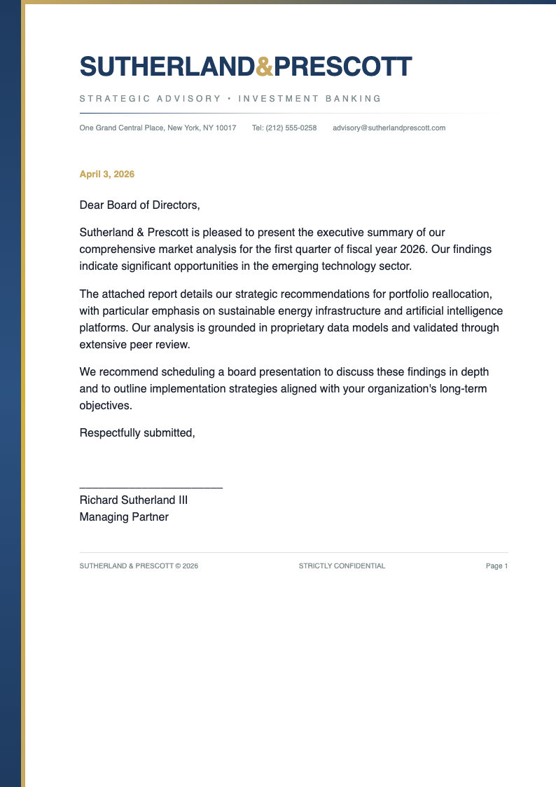 Executive summary decorative letterhead